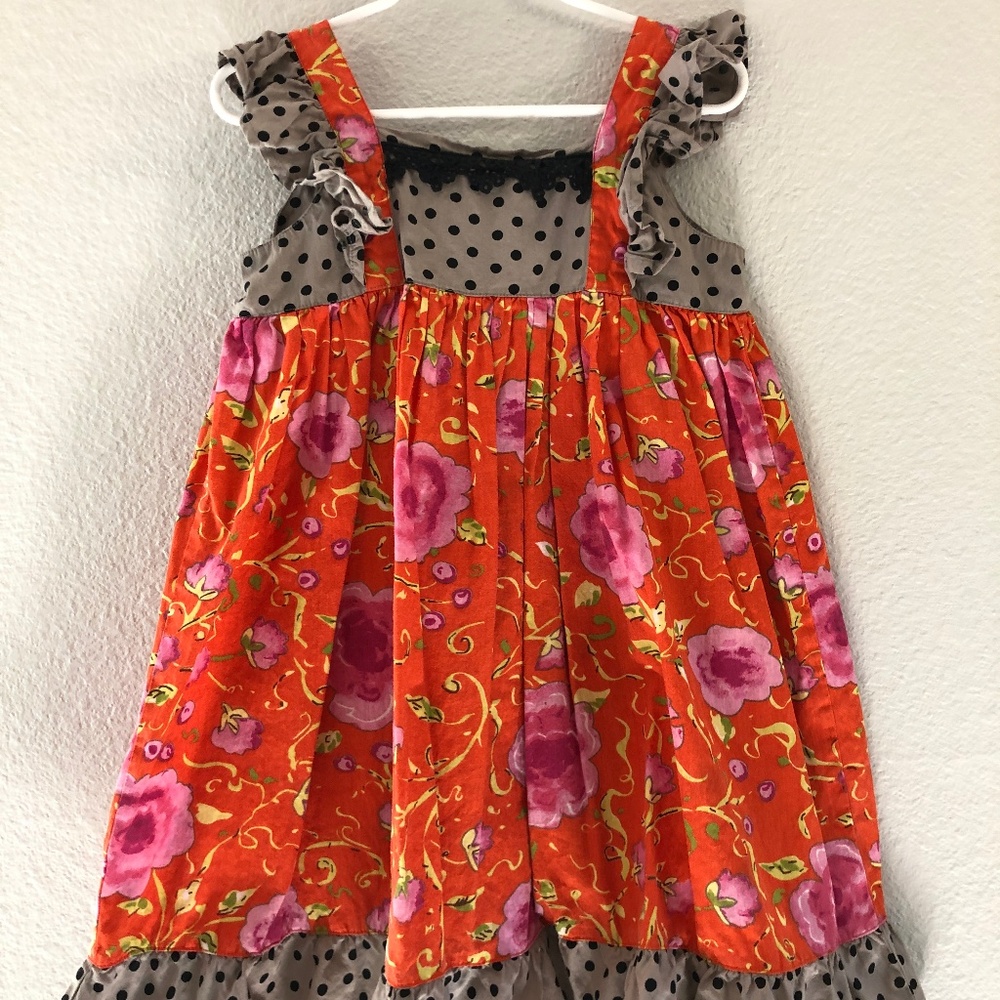 Mustard Pie Orange Floral Dress with Polkadots 4